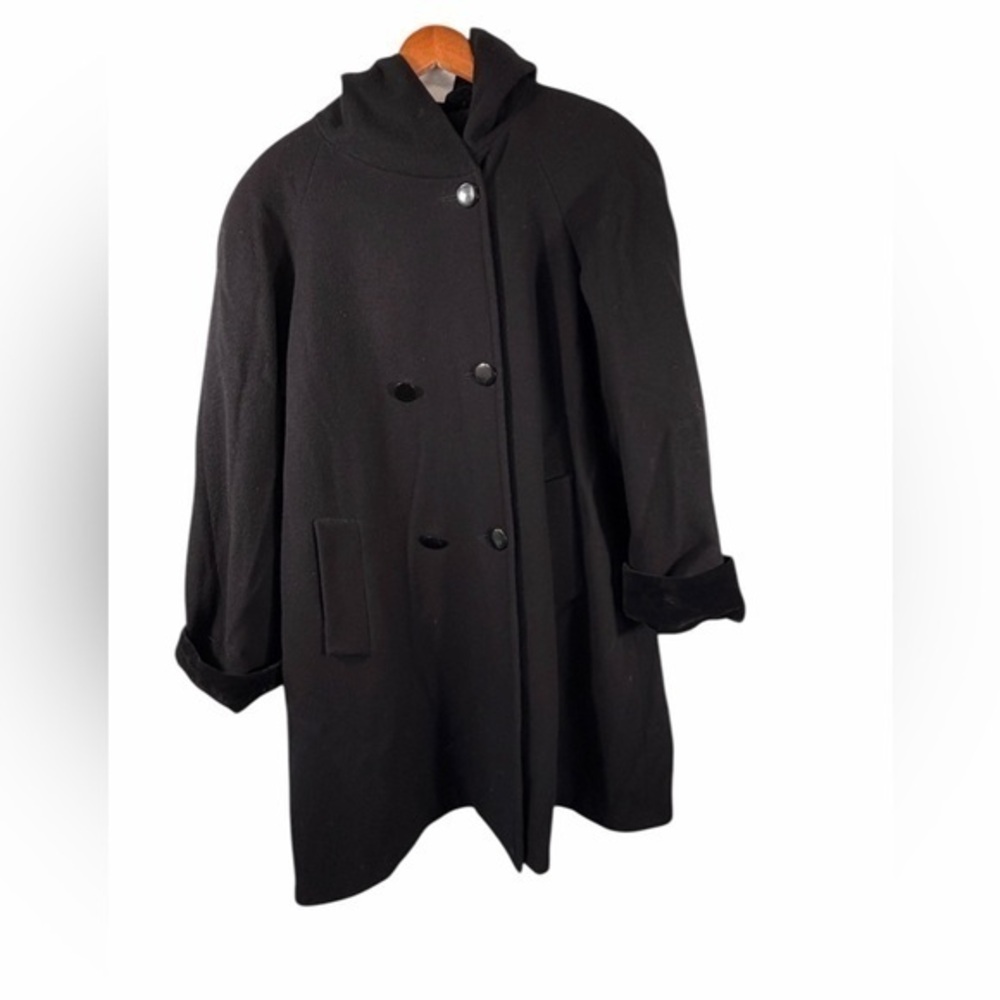 Donnybrook Black Wool Button Front Coat Size 12 Vintage